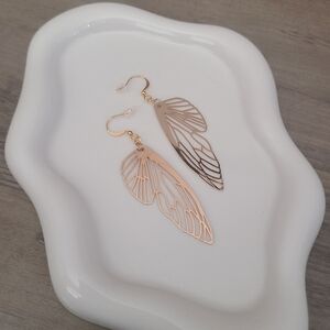 Handmade 18k Gold Plated Butterfly Wing Dangle Earrings